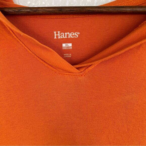 Hanes Hooded women’s long sleeve tee. Burnt orange.  Size xl.  Hanes. Length 28 - Picture 3 of 5